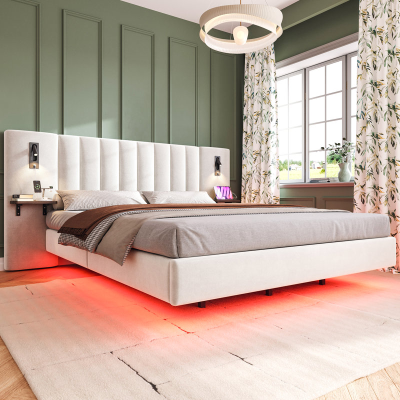 Upholstered Bed, Kingsize (5'), White