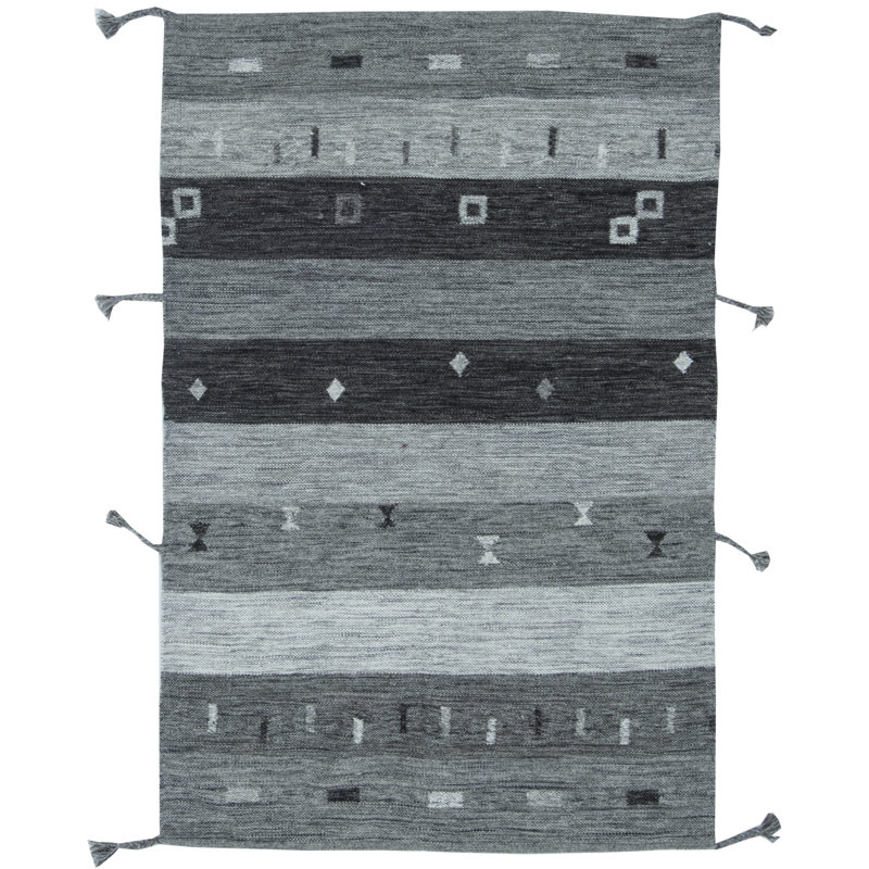Tapis moderne gris / noir en laine