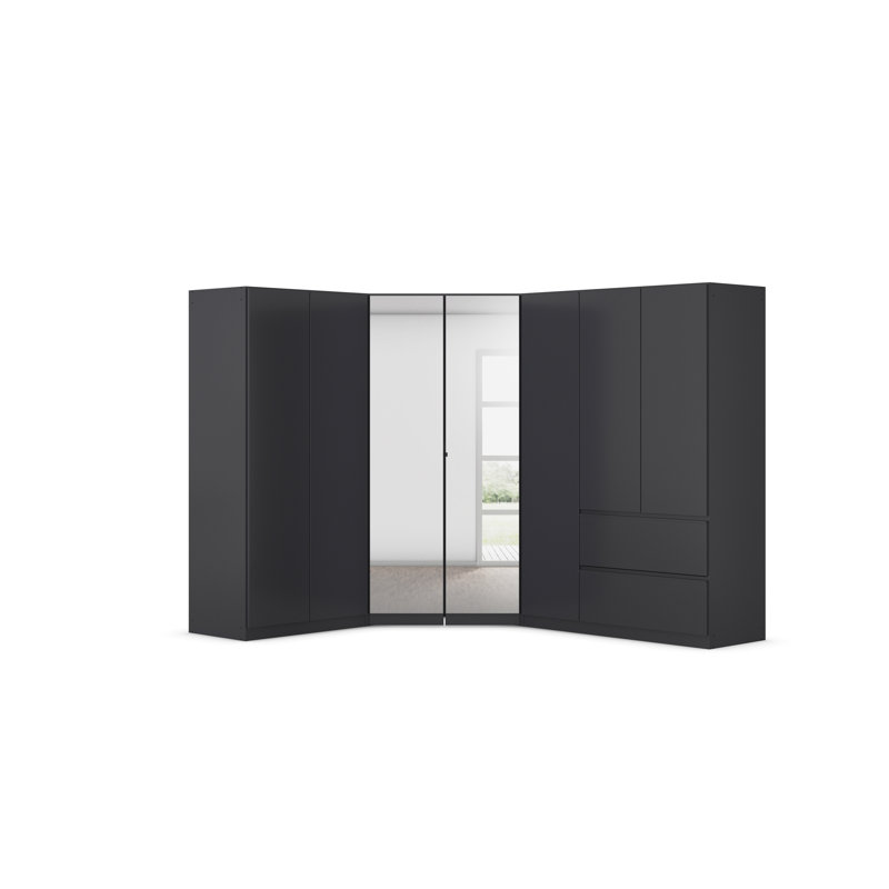 Wardrobe wardrobe set COSTA handle-less front, push-to-open, Metallic grey