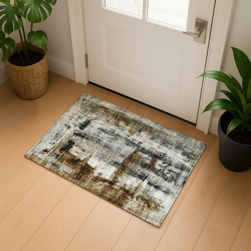 Premium Machine Washable Pinkston AMF1982 Abstract Rug, Rectangle 1'8" x 2'6"