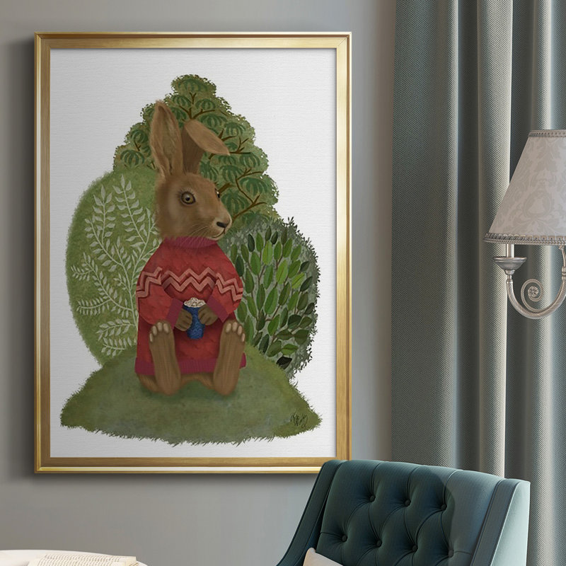 Latte Rabbit In Pull, impression sur papier, Or, H 30,5 po x l 22,5 po x P 1 po