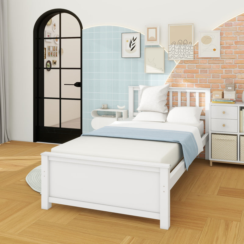 Rashodd Solid Wood Slat Bed, White