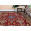 Tapis unique en laine noué à la main style Kazak rouge / beige des années 2000 de 8 pi 10 po x 12 pi Madeeha
