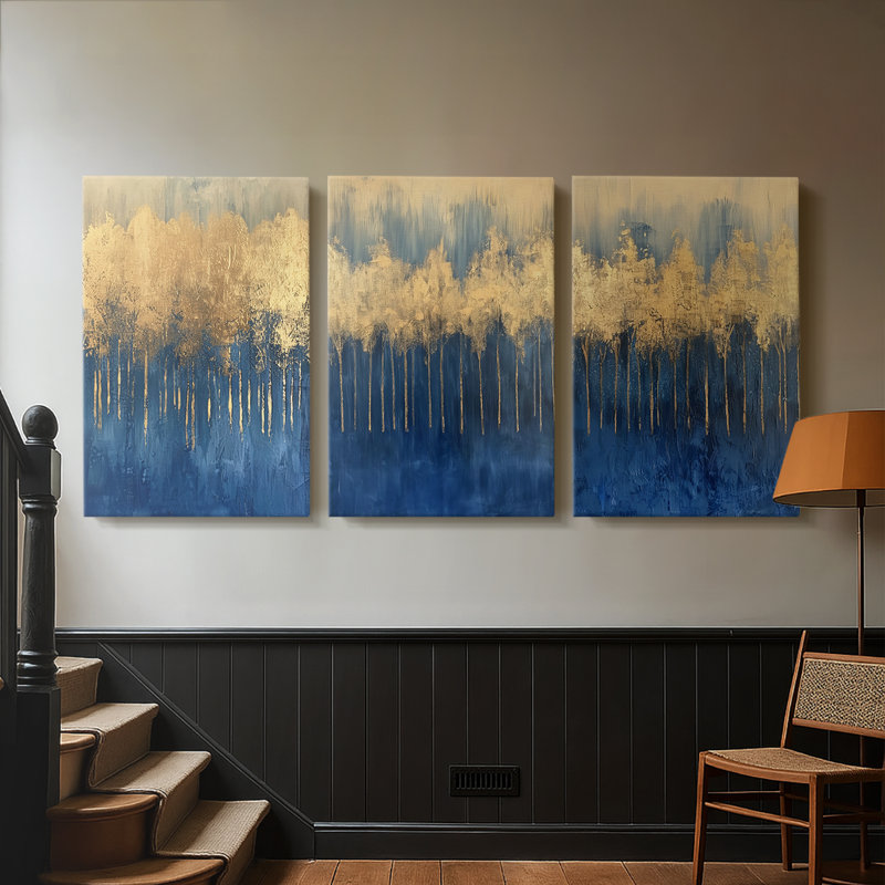 ABSTRACT Series I - Toile tendue sur mesure avec châssis - 3 pièces, H 18 po x l 36 po