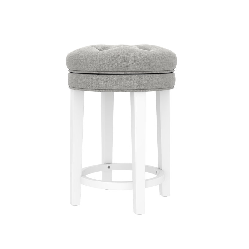 Shearson Swivel Upholstered Counter Stool with Solid Wood Frame