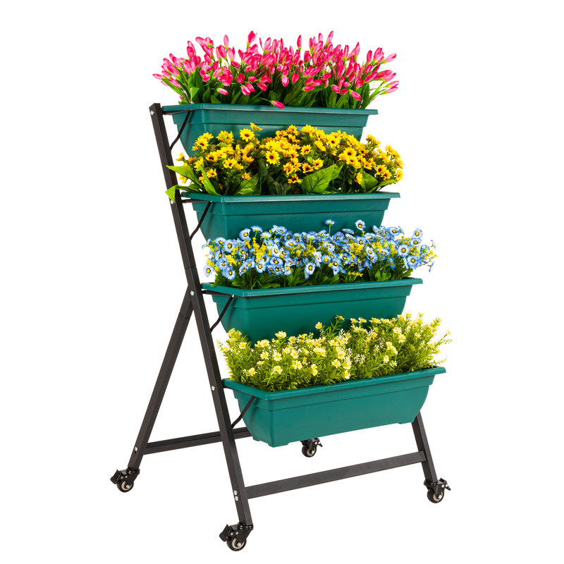 Oliviamae Elevated Planter, Green, 44" H x 26" W x 26" D