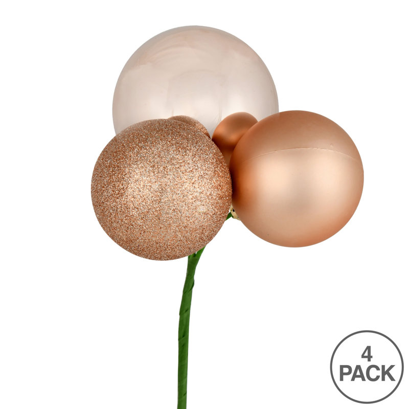Ornement en forme de boule 18 po Vickerman, 4 par sac, Café café au lait