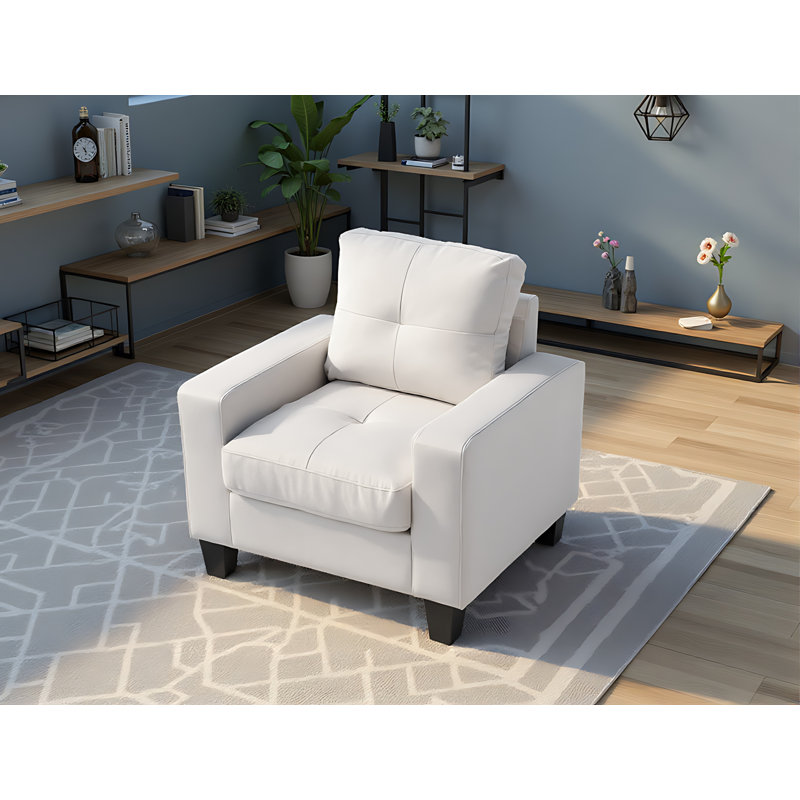 Fauteuil club en similicuir Worthen, Similicuir blanc
