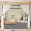 Lit plateforme avec tête de lit tapissier, lit gigogne et 3 tiroirs, cadre de lit à baldaquin princesse pour enfants, rangement et assemblage facile.-540957837