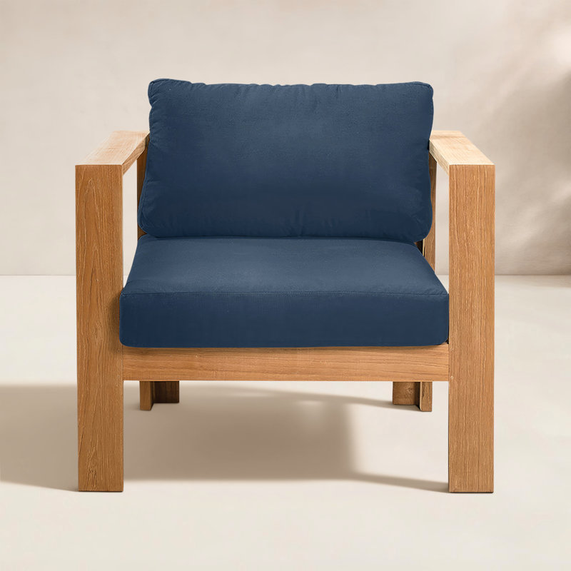 Ando Outdoor Teak Lounge Chair, Spectrum Indigo Sunbrella®