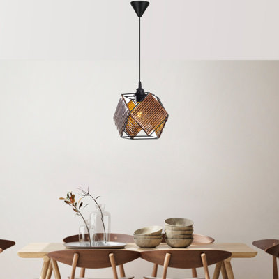 Lustre en bois antiquité 23,6 x 23,6 x 23,6 po Antiquation | Certifié CE, douille E27 (40 W maximum) | Élégant luminaire pour décor de salle à manger, de salon ou de chambre à coucher