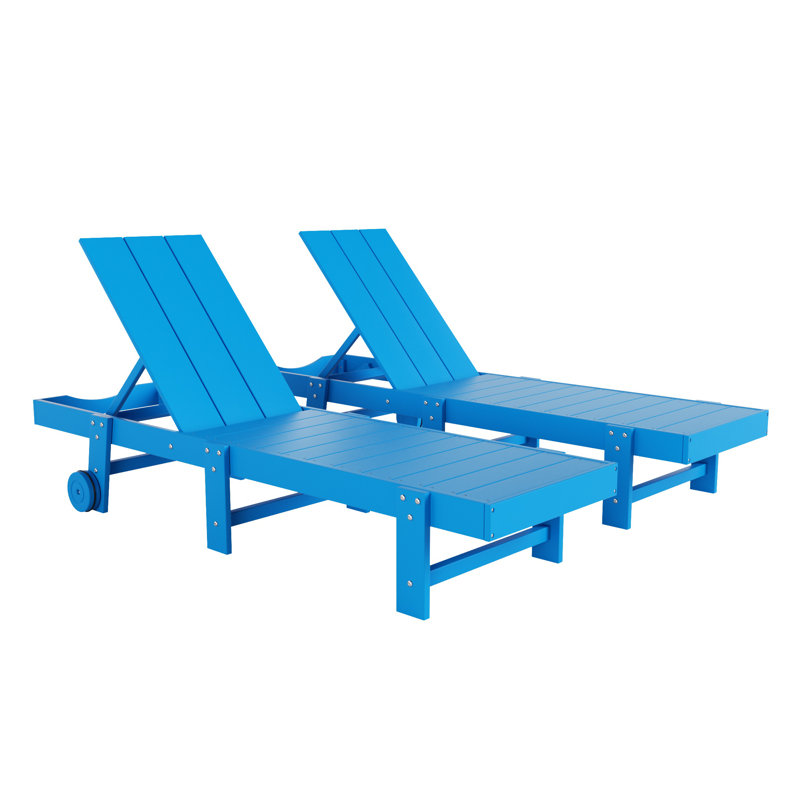 Ensemble de chaises longues inclinables en polyuréthane Joubert, Bleu pacifique
