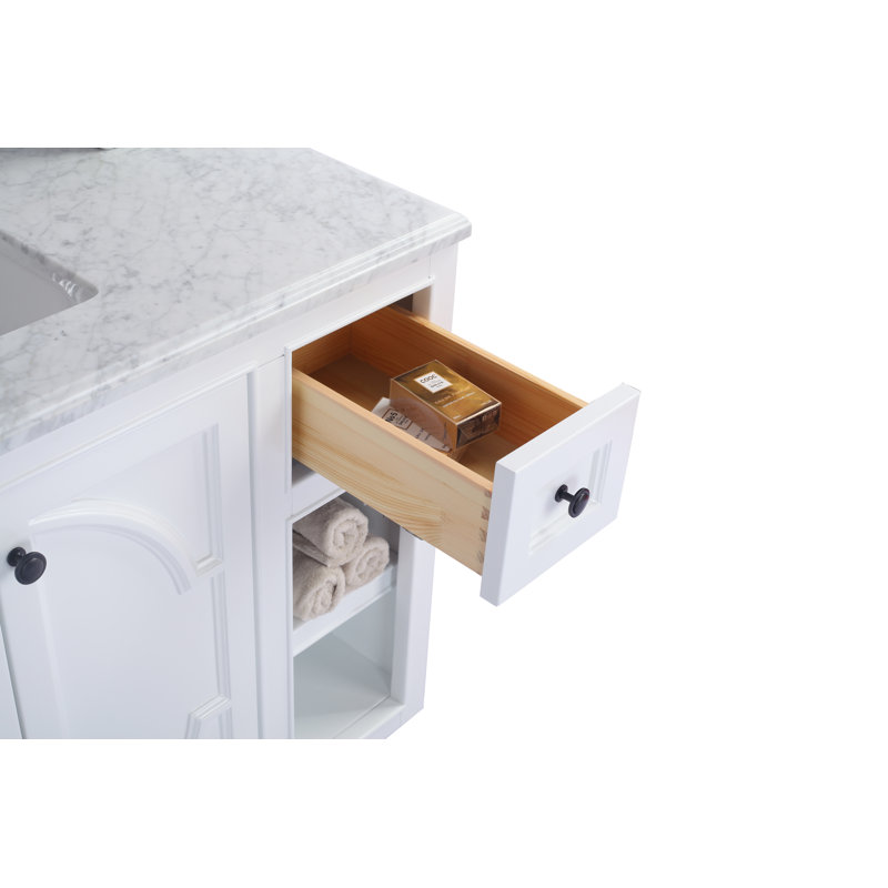 Ensemble de meuble-lavabo simple 48 po Mundy, Blanc, Carrera blanche