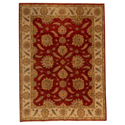 Wool Oriental Area Rug in Red/Beige