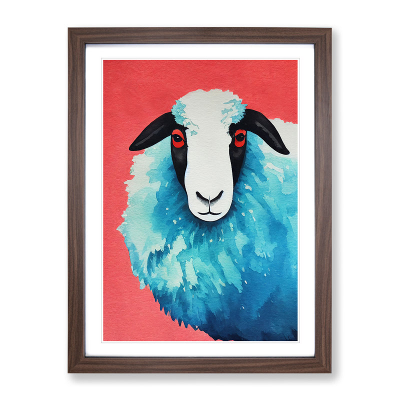 Watercolour Sheep No.7 - Framed Print, 46cm H x 34cm W x 2cm D, Walnut