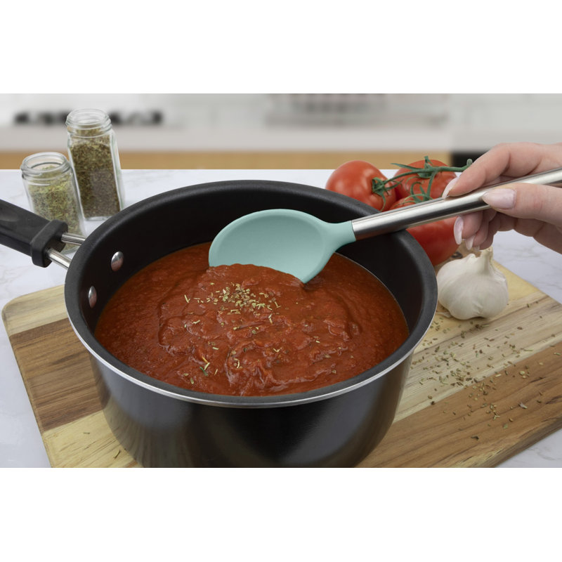 Silicone Mixing Spoon - Light Aqua, White