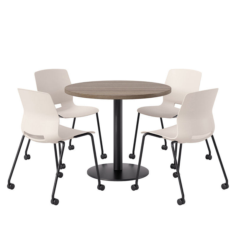 Ensemble repas pour quatre personnes, Teck studio, Crème / Noir, H 41 po x L 36 po x l 36 po