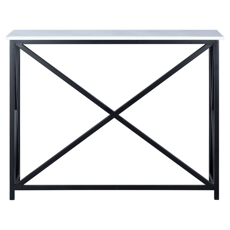 Medallion 60'' Console Table, Flat Black, Carrera Marble, 36"H x 60"W x 15"D