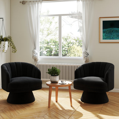 Murrow Velvet Swivel Barrel Chair(Set of 2)
