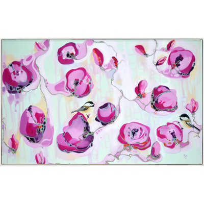 «Flowers of Love» par Marti Leroux - peinture sur toile à cadre flottant