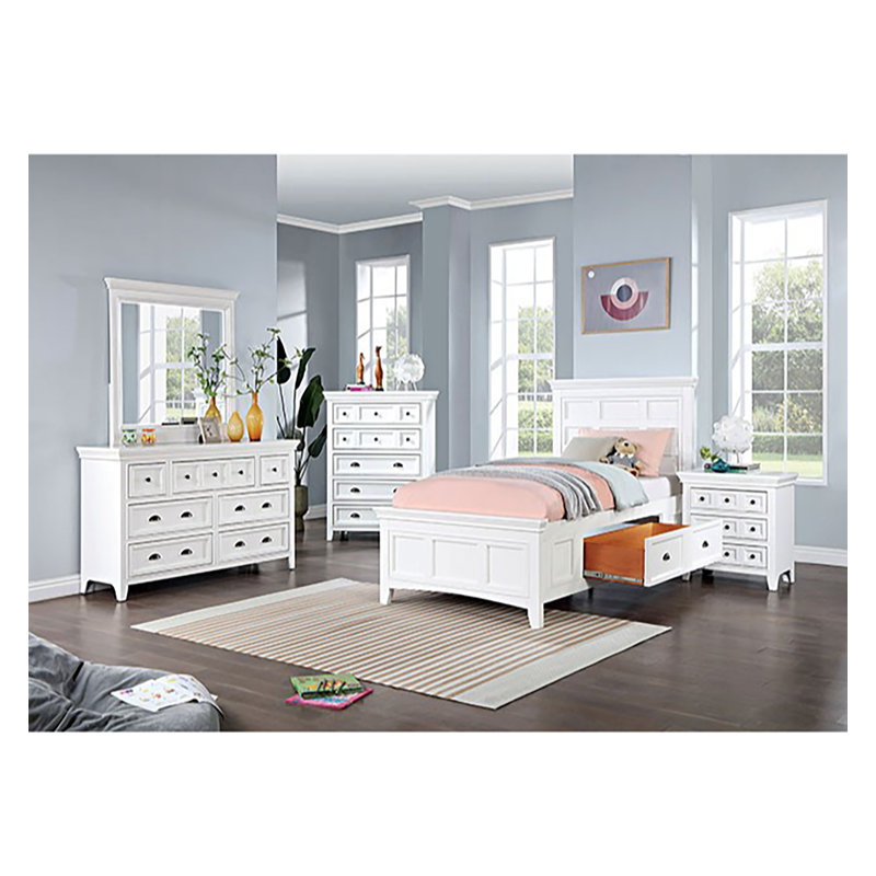 Aadhithya Platform Storage Bed, Twin, White