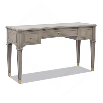 55" 3-Drawer Wood Executive Desk Grey Cashmere Rubber Wood & Veneer