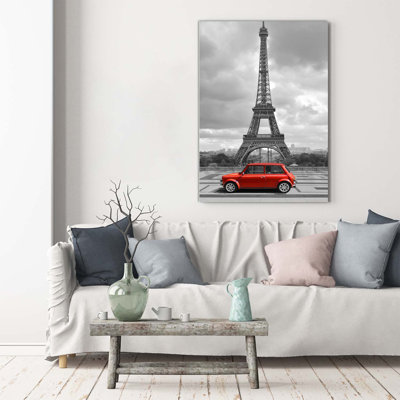 Eiffel Tower Auto - Wrapped Canvas Print