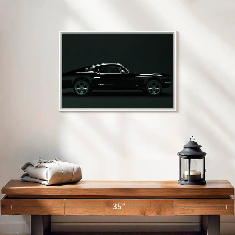 Voiture rétro élégante, Cadre flottant blanc, 19 po x 13 po