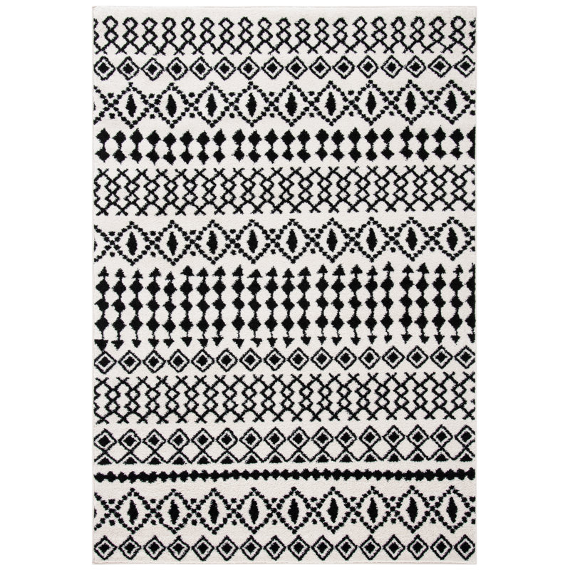 Tapis ivoire / noir Jorah Southwestern, Rectangle 4 pi x 6 pi