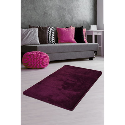 Tapis en acrylique fait à la main, 2,3 x 4,0 pi, couleur Damson | 100% acrylique, hauteur des poils: 0,7 à 1,2 po, 1,5 lb / pied carré | Antibactérien, antidérapant, dessous lavable à la machine à 86 ° F | Parfait pour le salon, la chambre à couc