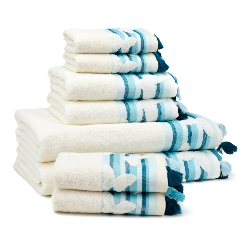 Butterfly 6 Piece Turkish Cotton Towel Set, Arctic, 8