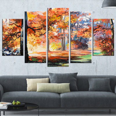 " Fall Trail In Forest " 5 - Pieces