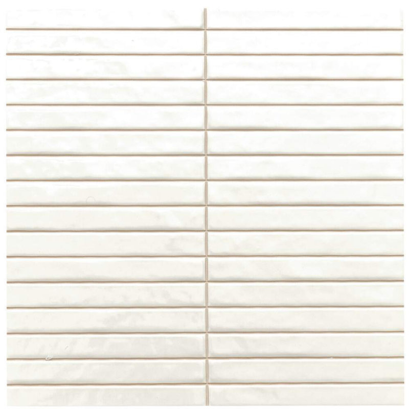 Castilla 14" x 14" Glossy Ceramic Finger Tile, Ecru White