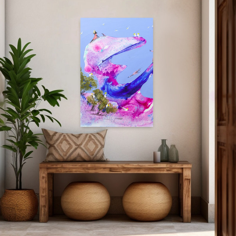 «Whimsical Dreamscape Birds Colorful Dreamy Peaceful Bird Nature Landscape», reproduction d'art mural, H 48 po x l 32 po