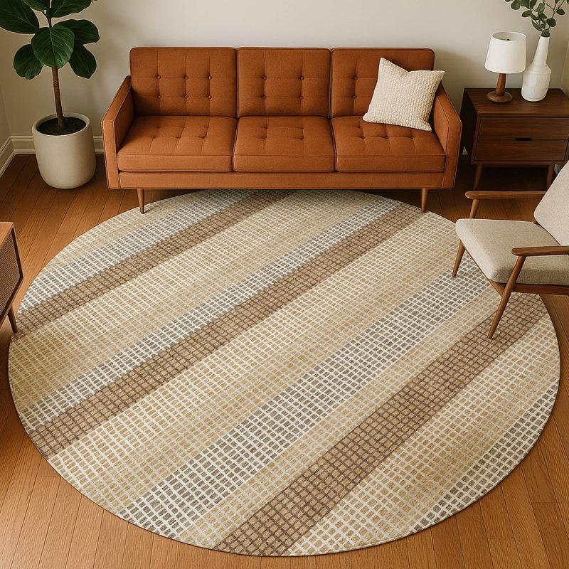 Tapis intérieur / extérieur lavable à la machine Chantille ACN2530, Doré, Rond 8 pi