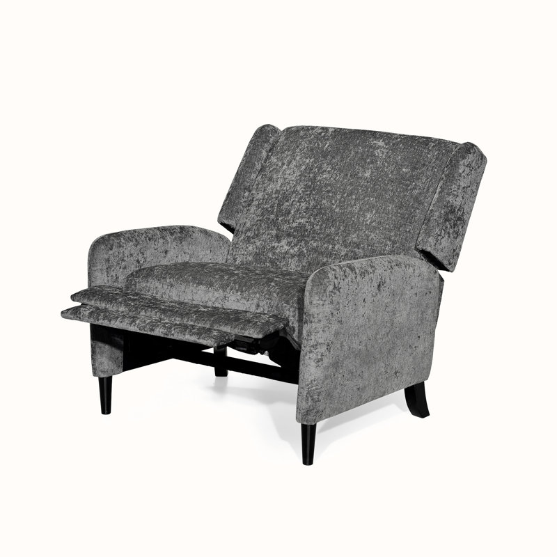 Upholstered Pushback Recliner, Gray Fabric