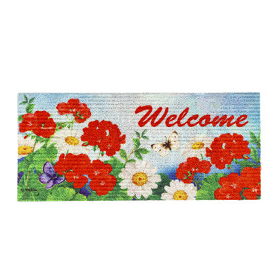 Paillasson intérieur / extérieur 22 po x 10 po Alcaide Geraniums and Daisies