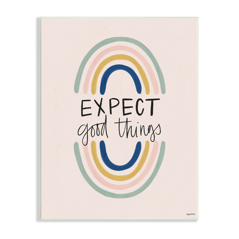 «Expect Good Things», phrase d'arc-en-ciel - art textuel sur toile, Plaque murale, H 19 po x l 13 po x P 0,5 po