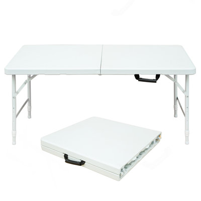 4ft Portable Folding Table Indoor&Outdoor Maximum Weight 135Kg Foldable Table for Camping White