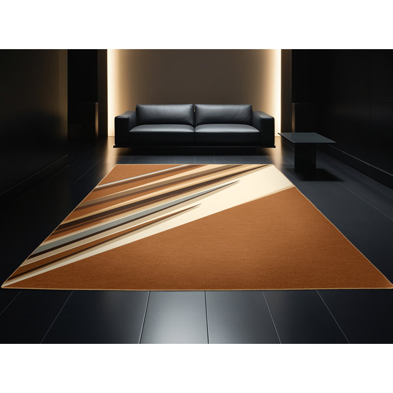 Tapis brun moelleux moelleux et moderne - reliure brun clair, 4x6