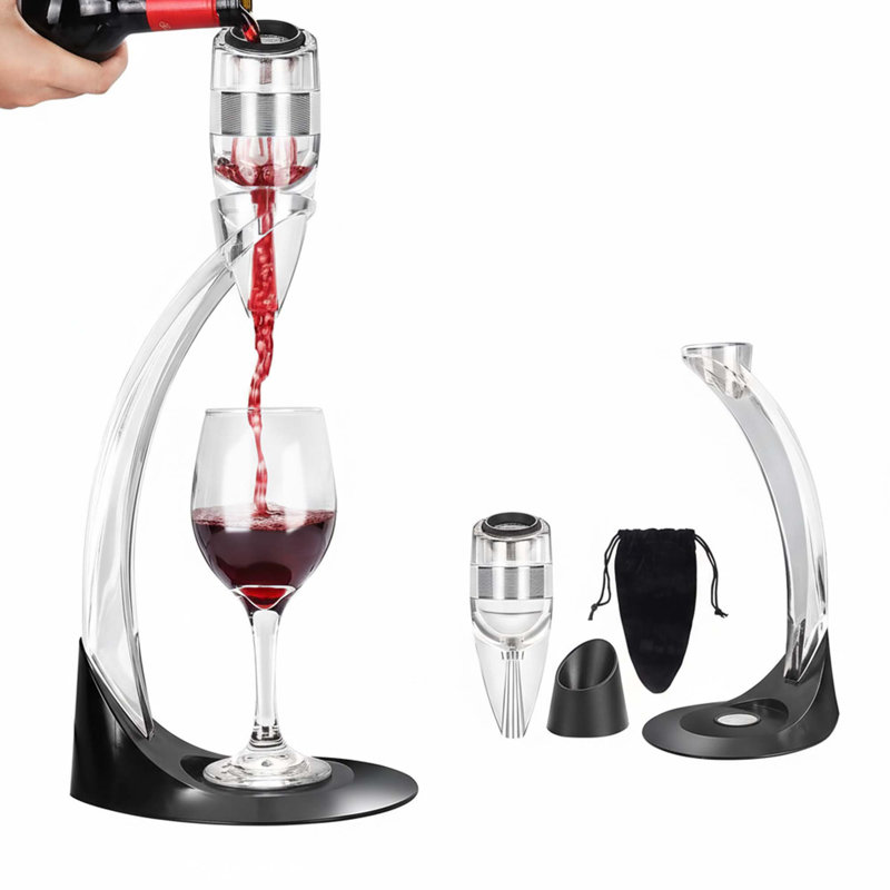 Verseur et décanteur de vin avec support à tour conçu pour une aération plus rapide