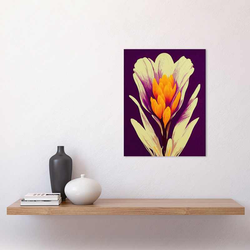 Vibrant Saffron Crocus Flower Abstract - Print, Unframed, 40.5cm H x 30.5cm W