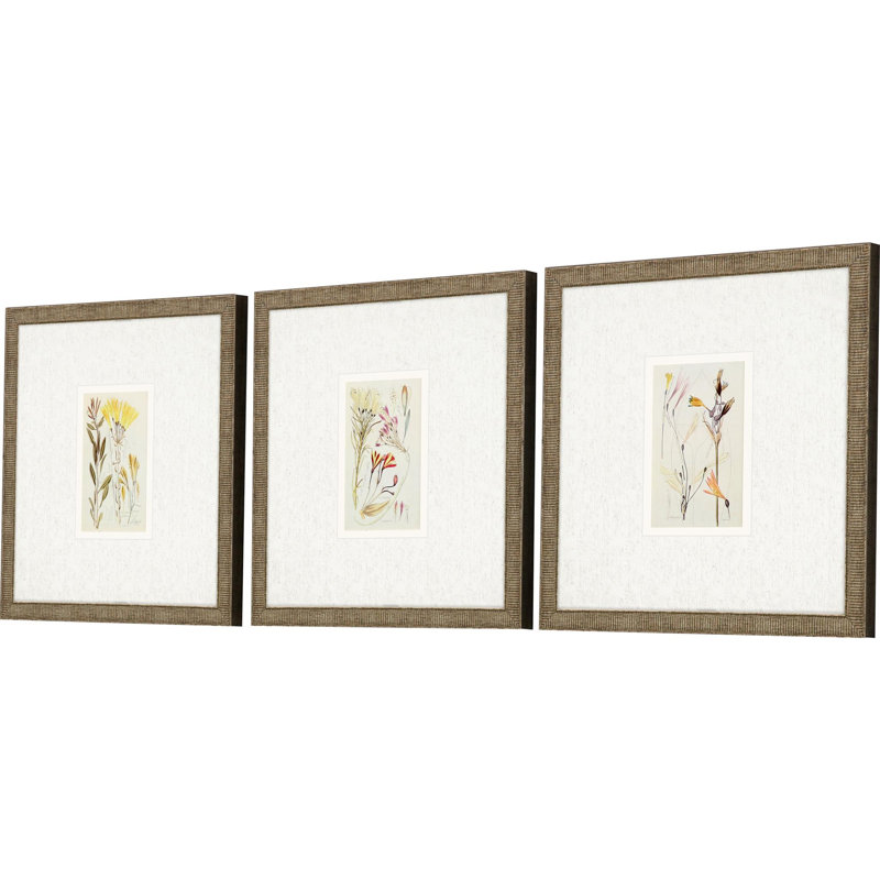 HomeRoots "Ensemble de trois reproductions d'art encadrées dorées II", 3 pièces