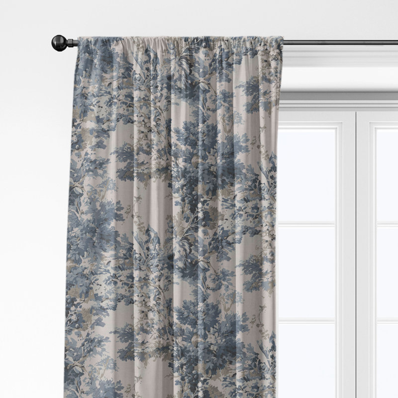 Dolce  Blue Fog Cotton Simple Top Pocket Drapery Panel Set of 2, 50" W x 72" L