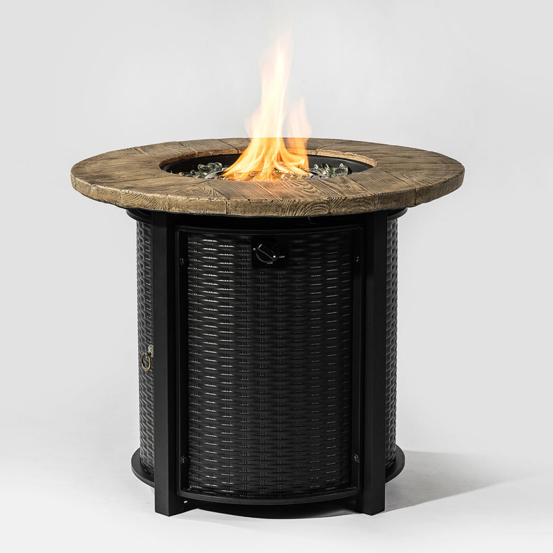 30Inch Propane Fire Table With Tabletop, 40000Btu Heat Output, Versatile Design, Includes Rain Cover & Lava Rocks For Outdoor Living Propane, Use,