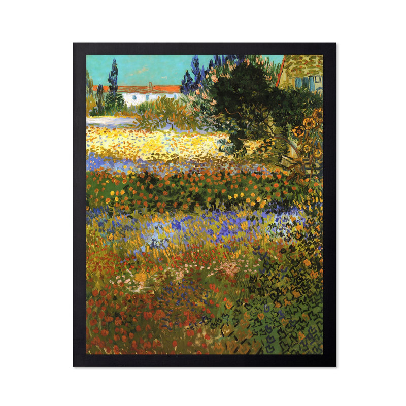 Van Gogh - Jardin fleuri à Arles, Cadre noir, Affiche, H 11 po x l 14 po