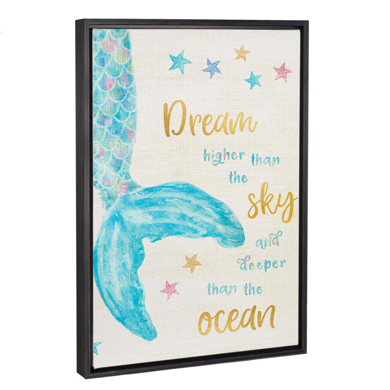 Art de rêve sirène, Toile avec cadre noir patiné, H 40 po x l 26 po x P 1,5 po