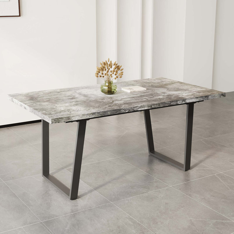 Table de salle à manger rectangulaire en panneau de fibres à densité moyenne, Gris