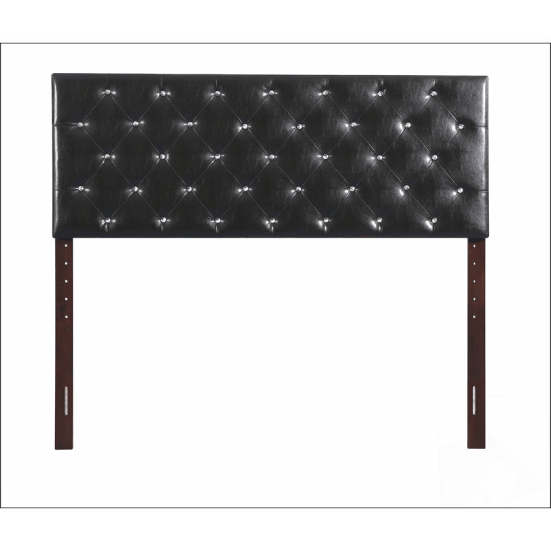 modern bed Frame with headboard for bedroom, Black, Queen