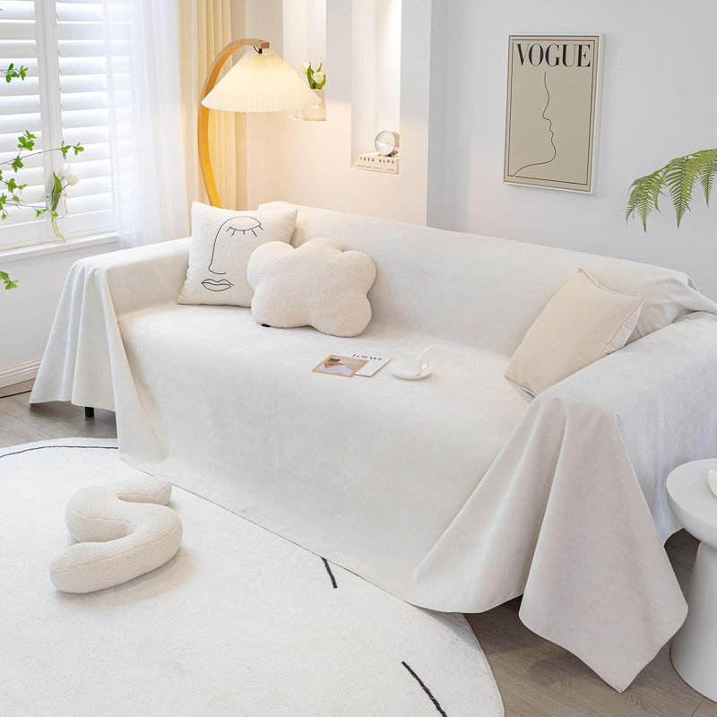 Housse de canapé en polyester imperméable pour animaux de compagnie, Polyester blanc, H 71 po x l 150 po x P 0,2 po